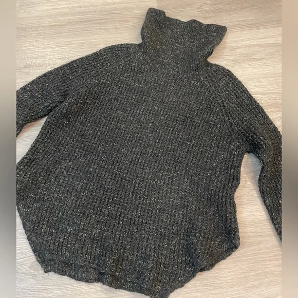 FREE PEOPLE Grey Knit Oversized Sweater Wool/linen Blend. - Picture 4 of 8